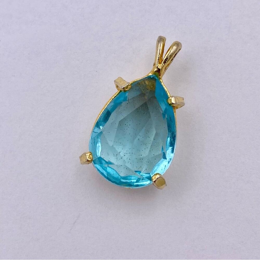 Vintage Blue Glass Teardrop Pendant